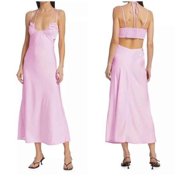 ALC Sienna Cut Out Midi Slip Dress Pink NWT - Picture 1 of 10